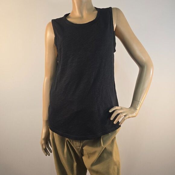 Elliott Lauren Tank Top Black Size Medium All Cotton Sleeveless Crew Neck - Picture 6 of 6